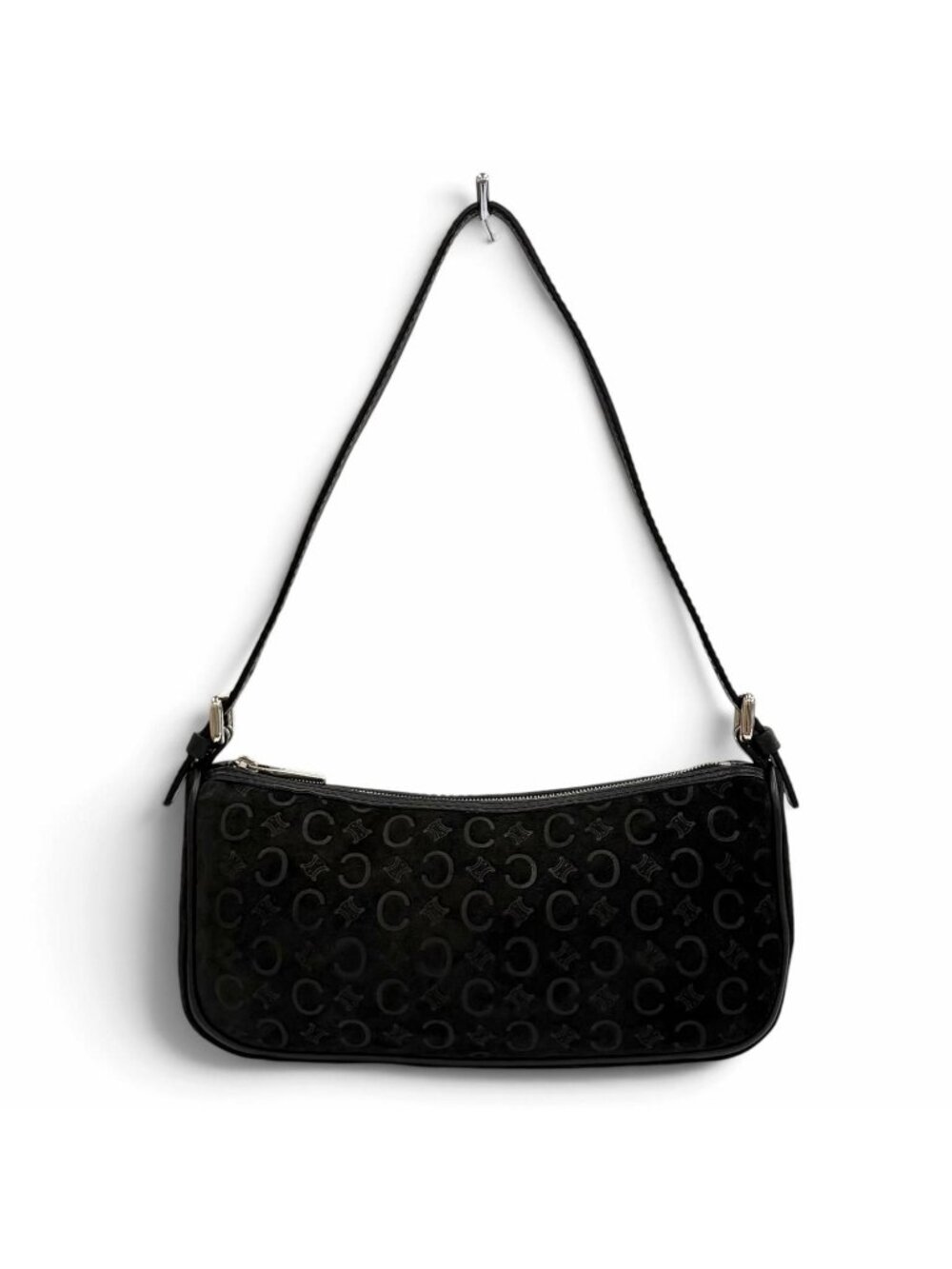 Celine Vintage Macadam Leather Suede Pouch Black